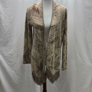 Lucky Brand fringe open cardigan coastal cowgirl super soft sweater M